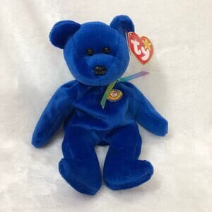 TY Beanie "Clubby the Bear" Blue Plush Stuffed Toy